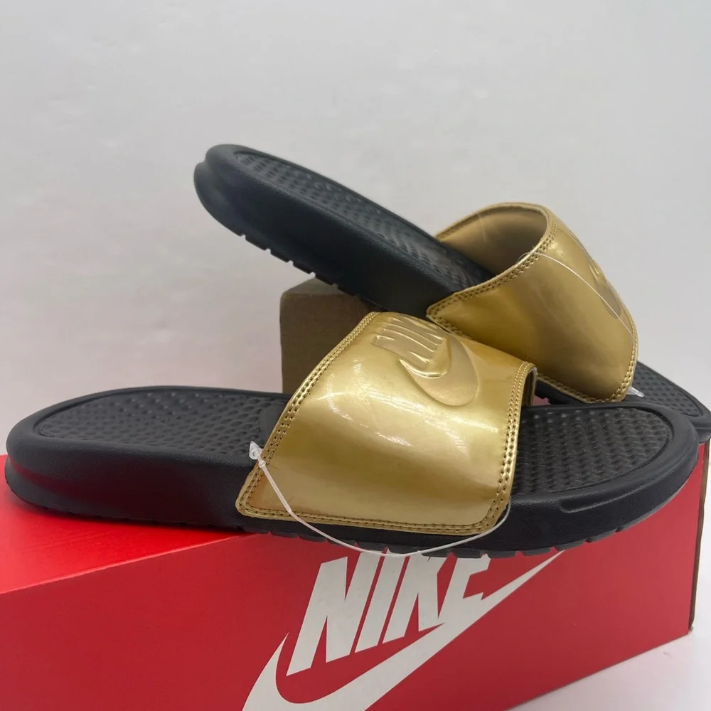 Nike WMNS Black and Gold Slide Sandals - Picture 7 of 16